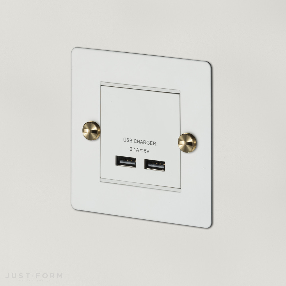 Розетка с USB 1G USB Charger / White / Brass фабрика Buster + Punch фотография № 1