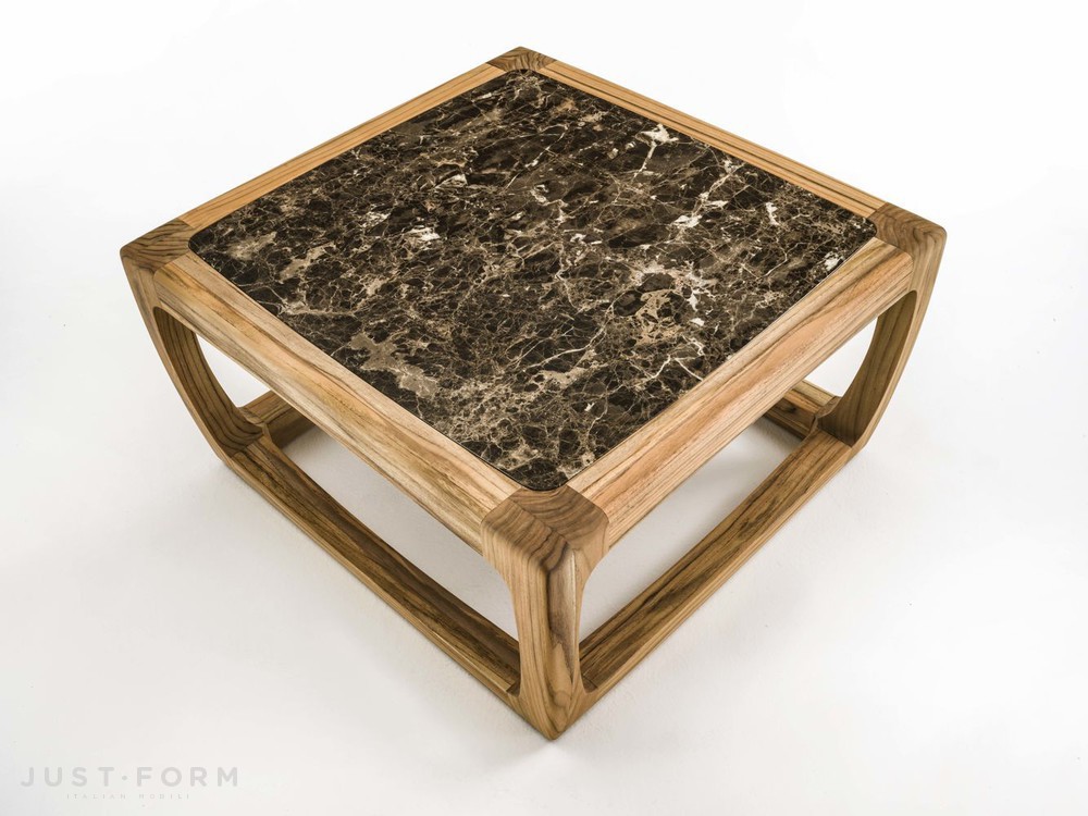 Square Teak And Dark Emperador Marble Coffee Table Bungalow фабрика Riva 1920 фотография № 1