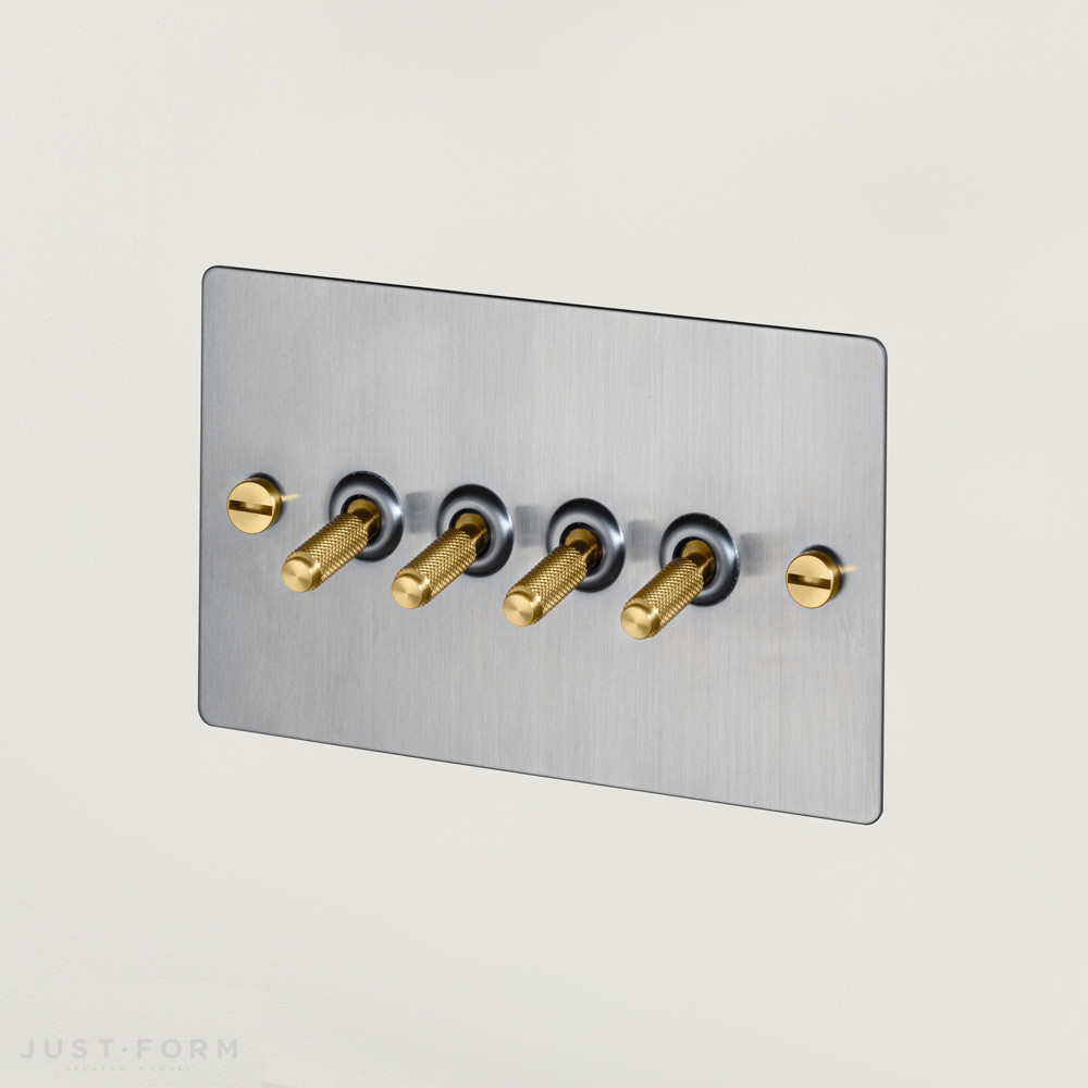 Четырехтумблерный переключатель 4G Toggle Switch / Steel / Brass фабрика Buster + Punch фотография № 1