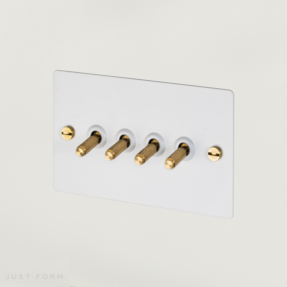 Четырехтумблерный переключатель 4G Toggle Switch / White / Brass фабрика Buster + Punch фотография № 1