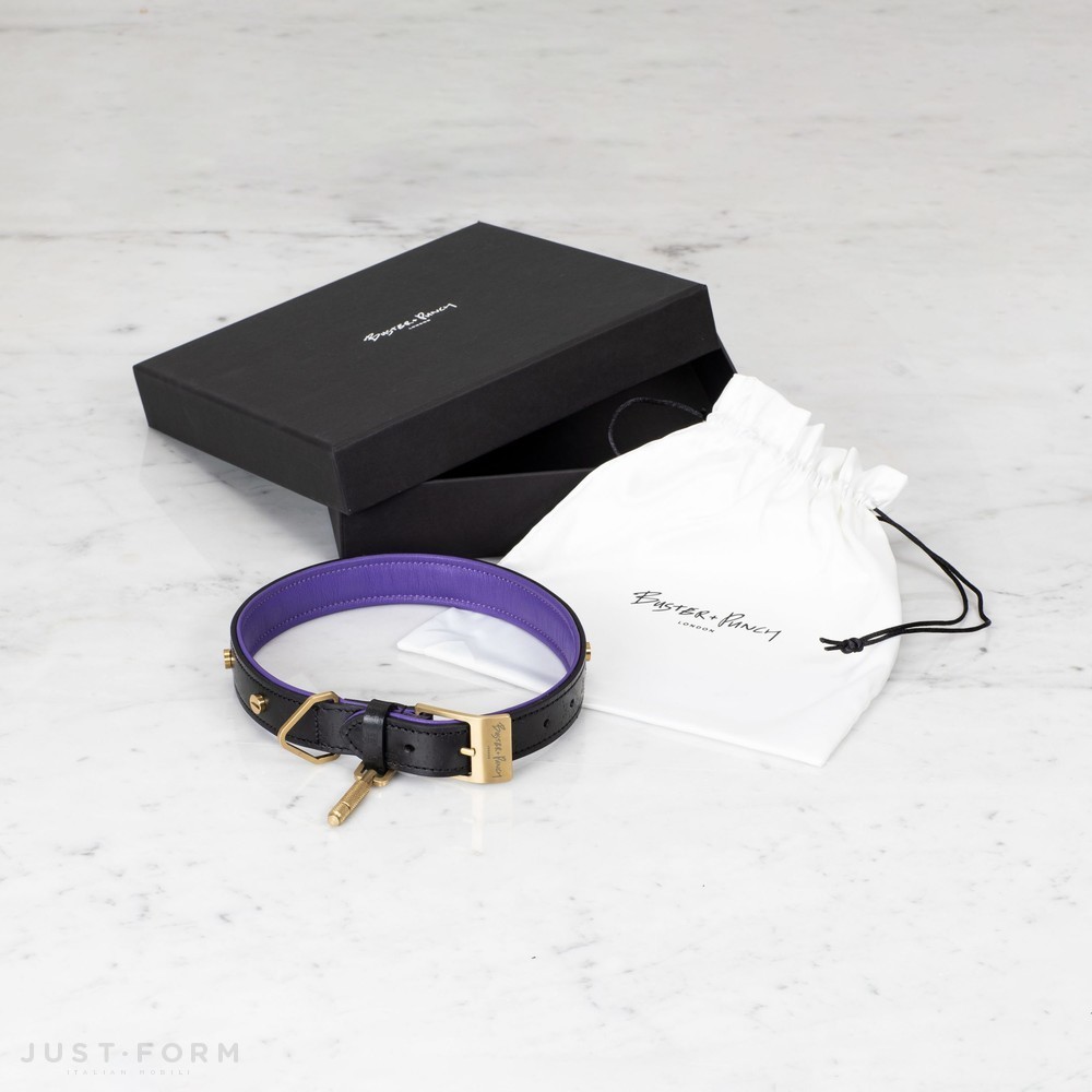 Ошейник с поводком Dog Collar & Lead / Black / Purple / Brass фабрика Buster + Punch фотография № 7