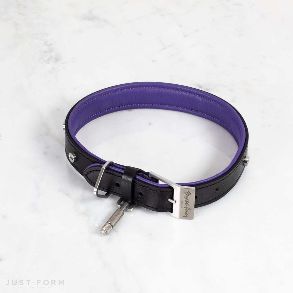 Ошейник с поводком Dog Collar & Lead / Black / Purple / Steel фабрика Buster + Punch фотография № 4