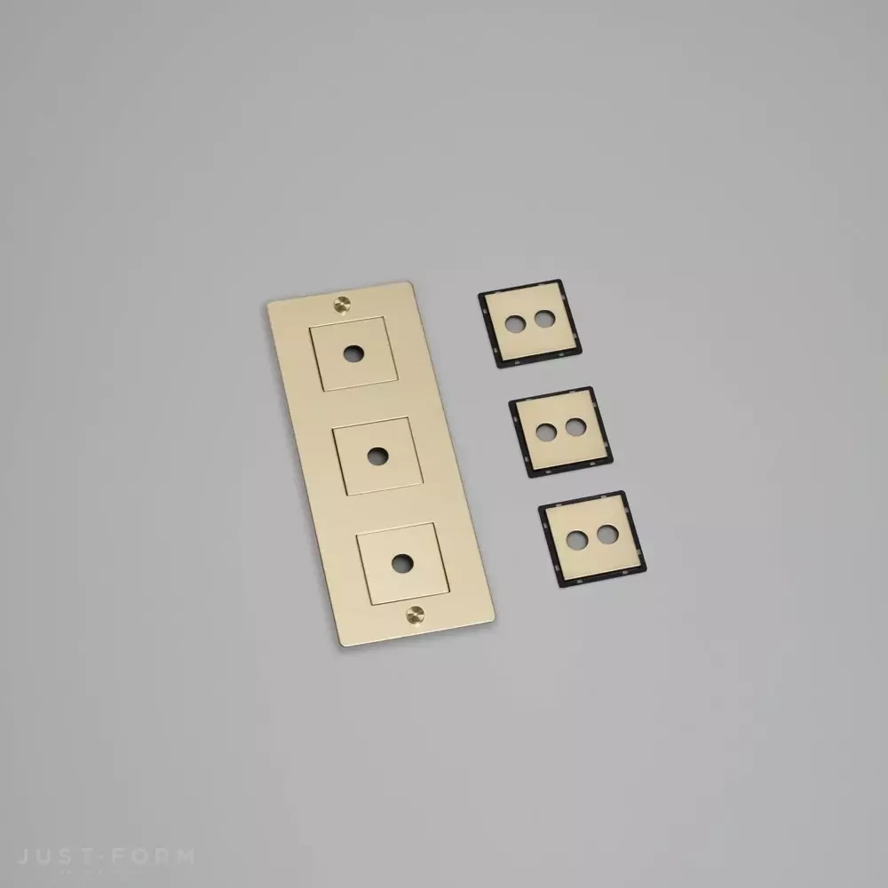 Вертикальная трехпостовая рамка 3G Wall Plate / Vertical / With Infills / Brass фабрика Buster + Punch фотография № 1