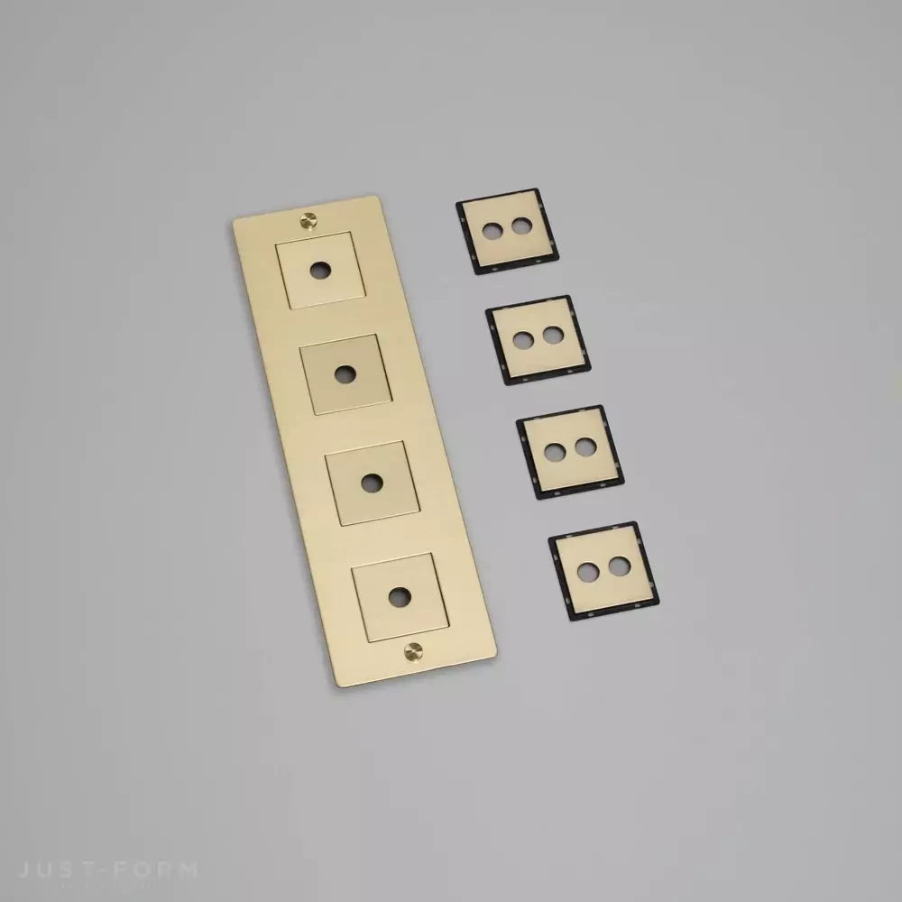 Вертикальная четырехпостовая рамка 4G Wall Plate / Vertical / With Infills / Brass фабрика Buster + Punch фотография № 1