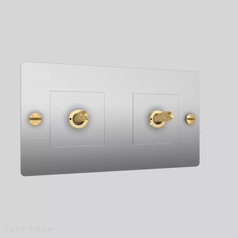 Двухтумблерный выключатель 2G Toggle / Cross / Steel фабрика Buster + Punch фотография № 2