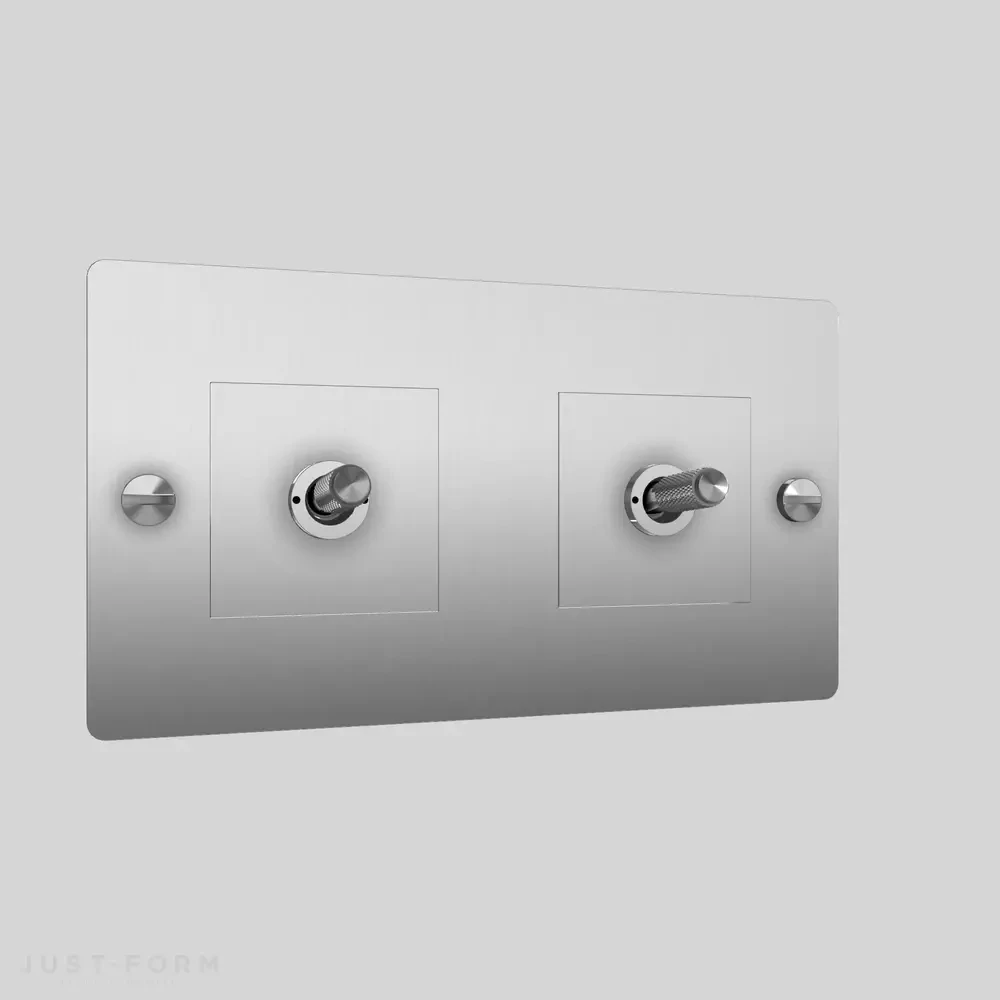 Двухтумблерный выключатель 2G Toggle / Cross / Steel фабрика Buster + Punch фотография № 1