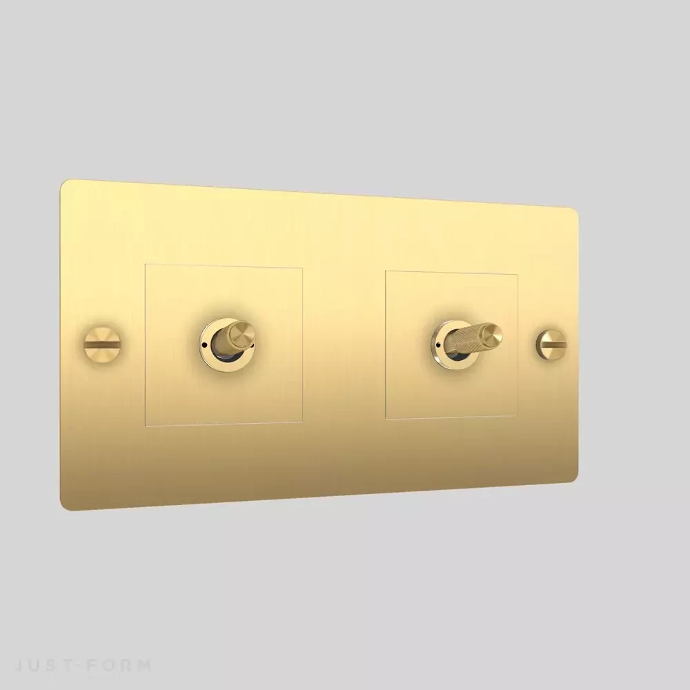 ​Двухтумблерный выключатель 2G Toggle / Cross / Brass фабрика Buster + Punch фотография № 1