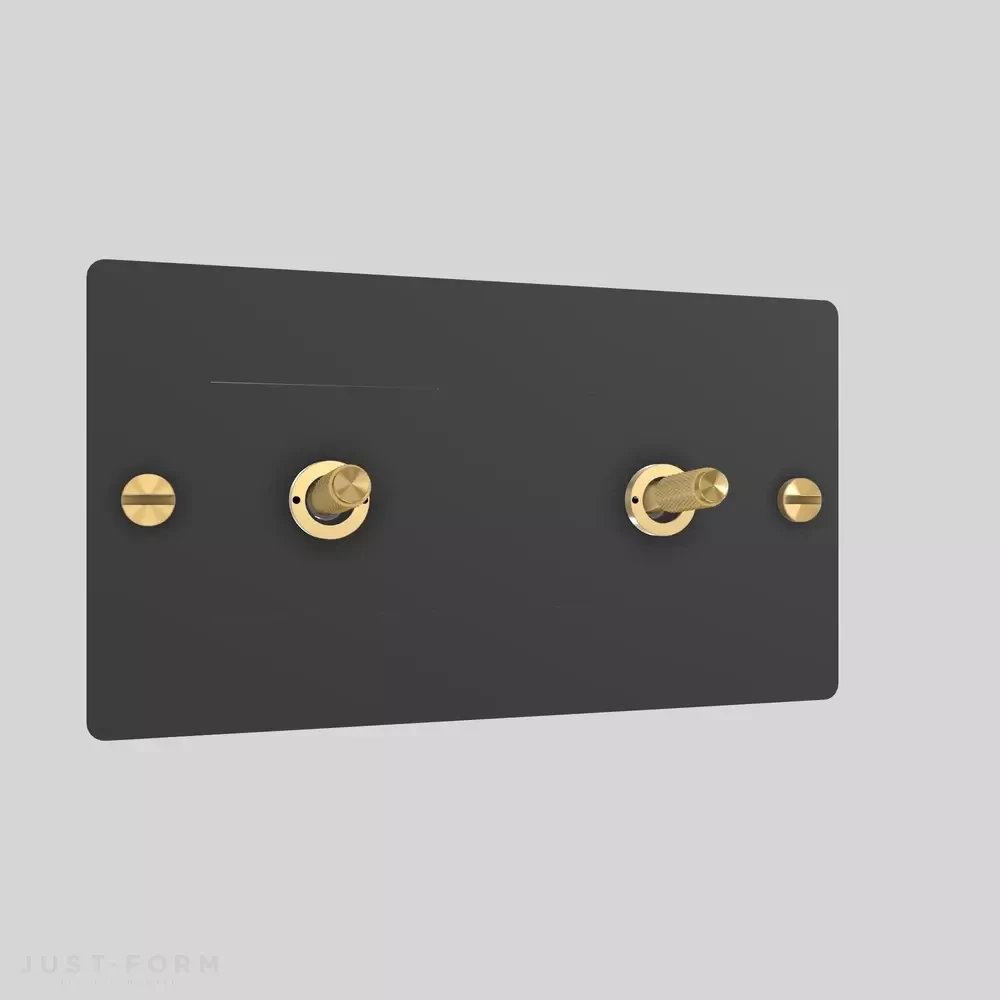 Двухтумблерный выключатель  2G Toggle / Cross / Black фабрика Buster + Punch фотография № 2