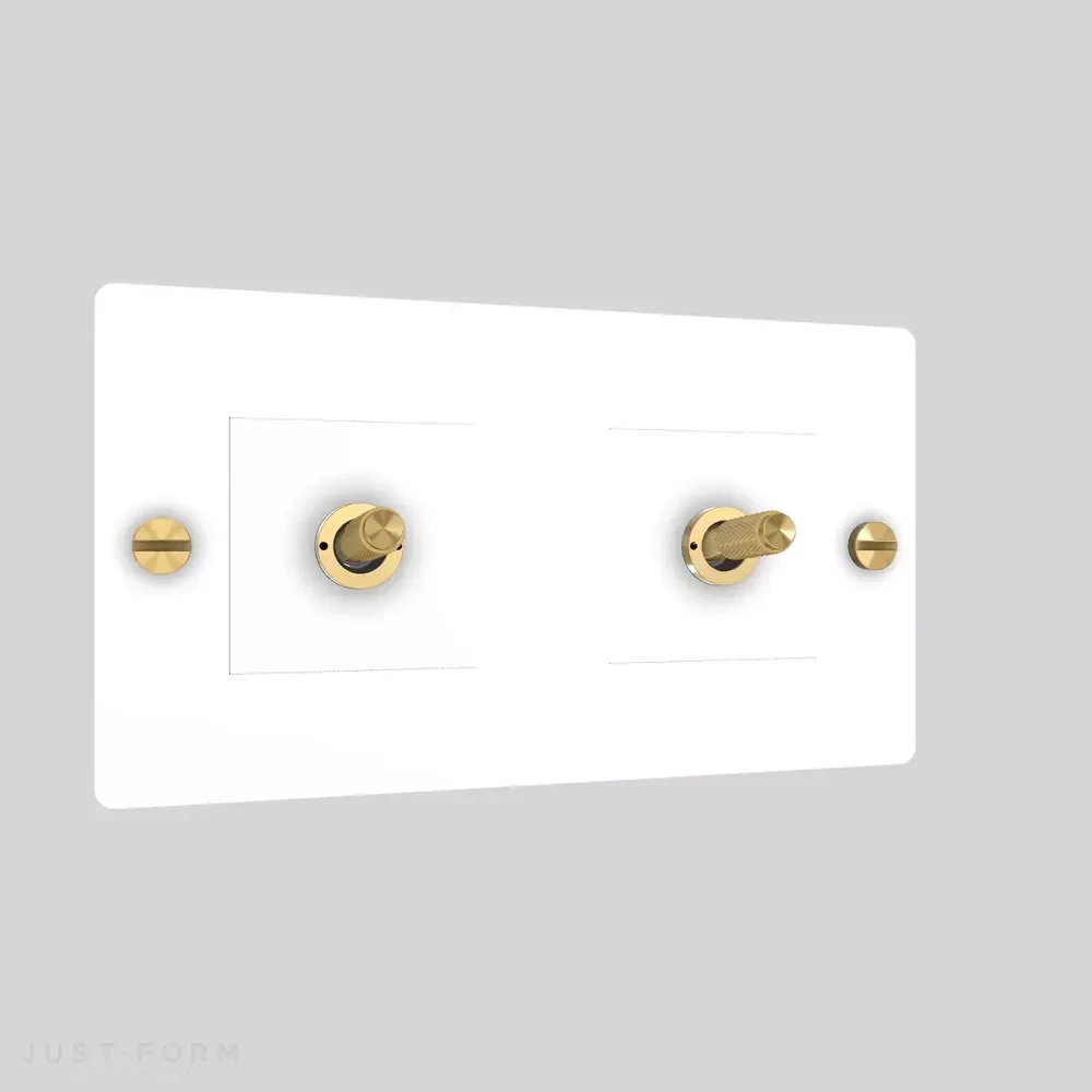 Двухтумблерный выключатель 2G Toggle / Cross / White фабрика Buster + Punch фотография № 2