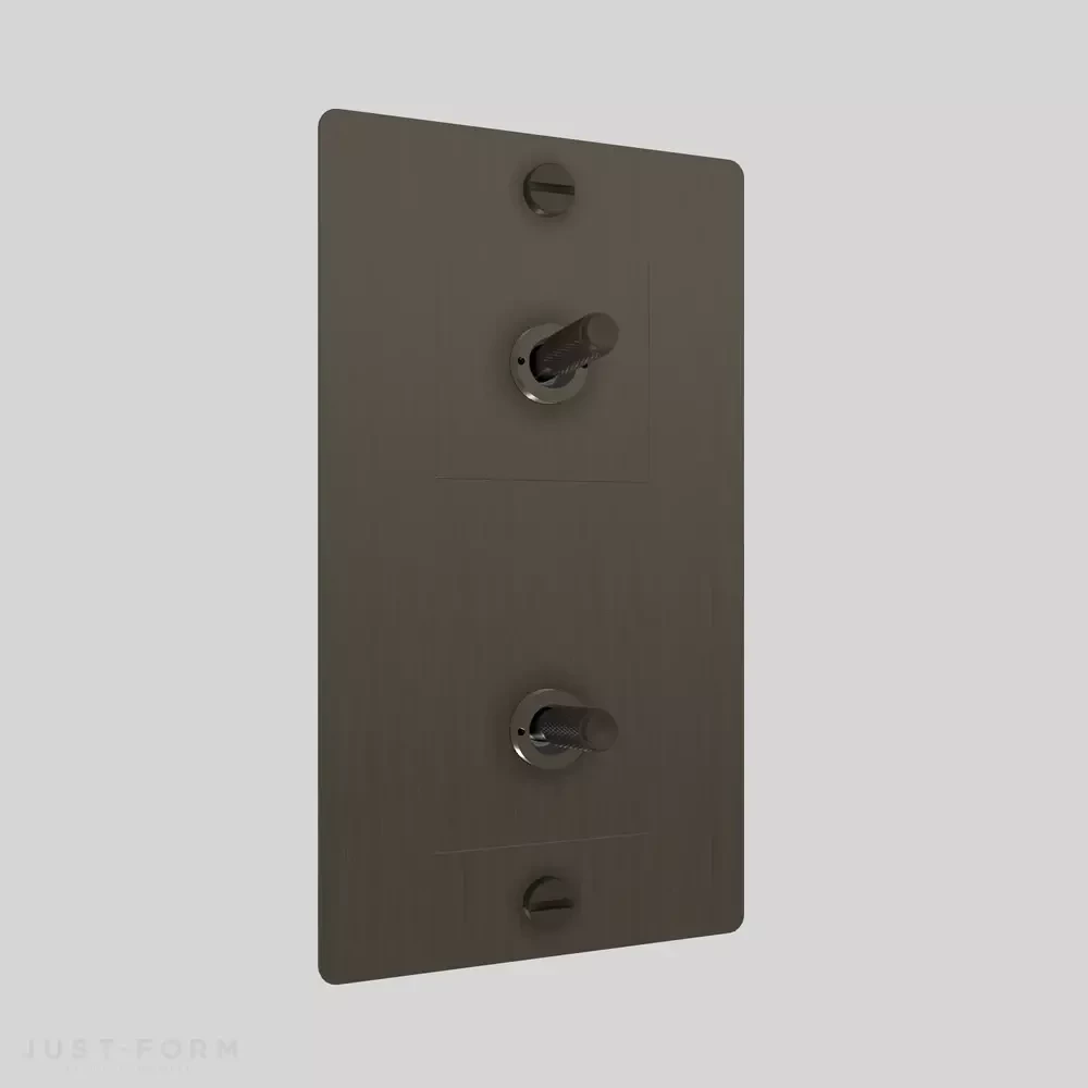 ​Двухтумблерный выключатель 2G Toggle / Vertical / Cross / Smoked Bronze фабрика Buster + Punch фотография № 1