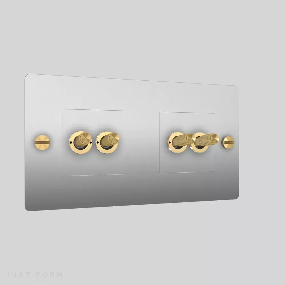 Четырехтумблерный выключатель 2G DoubleToggle / Cross / Steel фабрика Buster + Punch фотография № 2