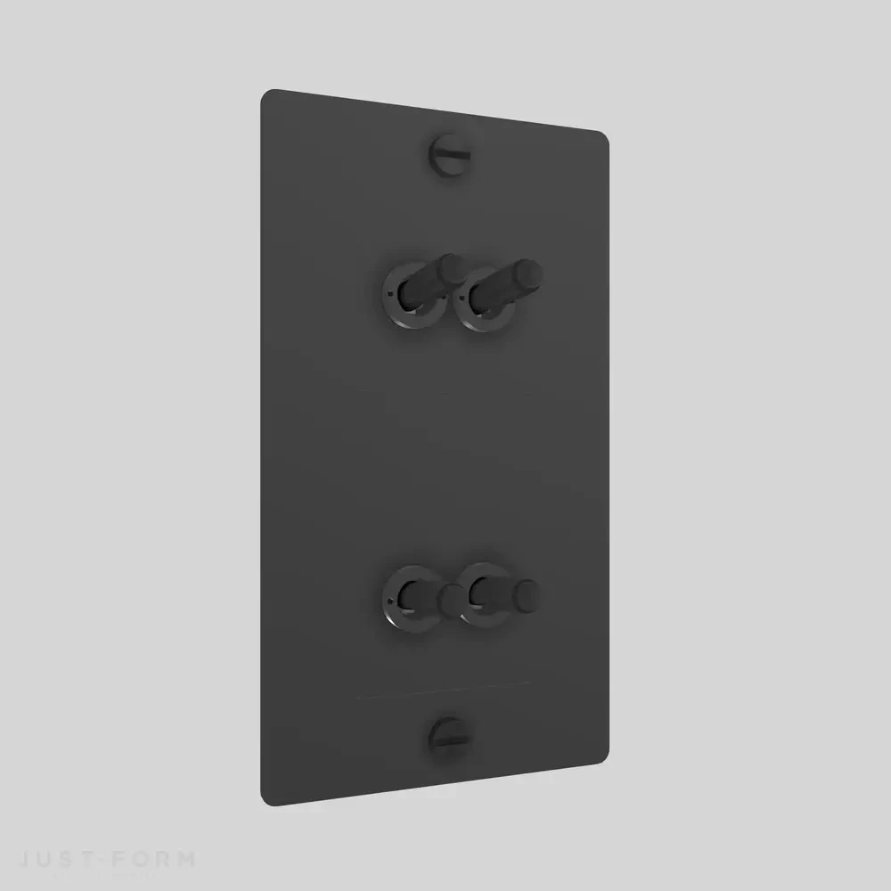 Четырехтумблерный выключатель 2G Double Toggle / Vertical / Cross / Black фабрика Buster + Punch фотография № 1