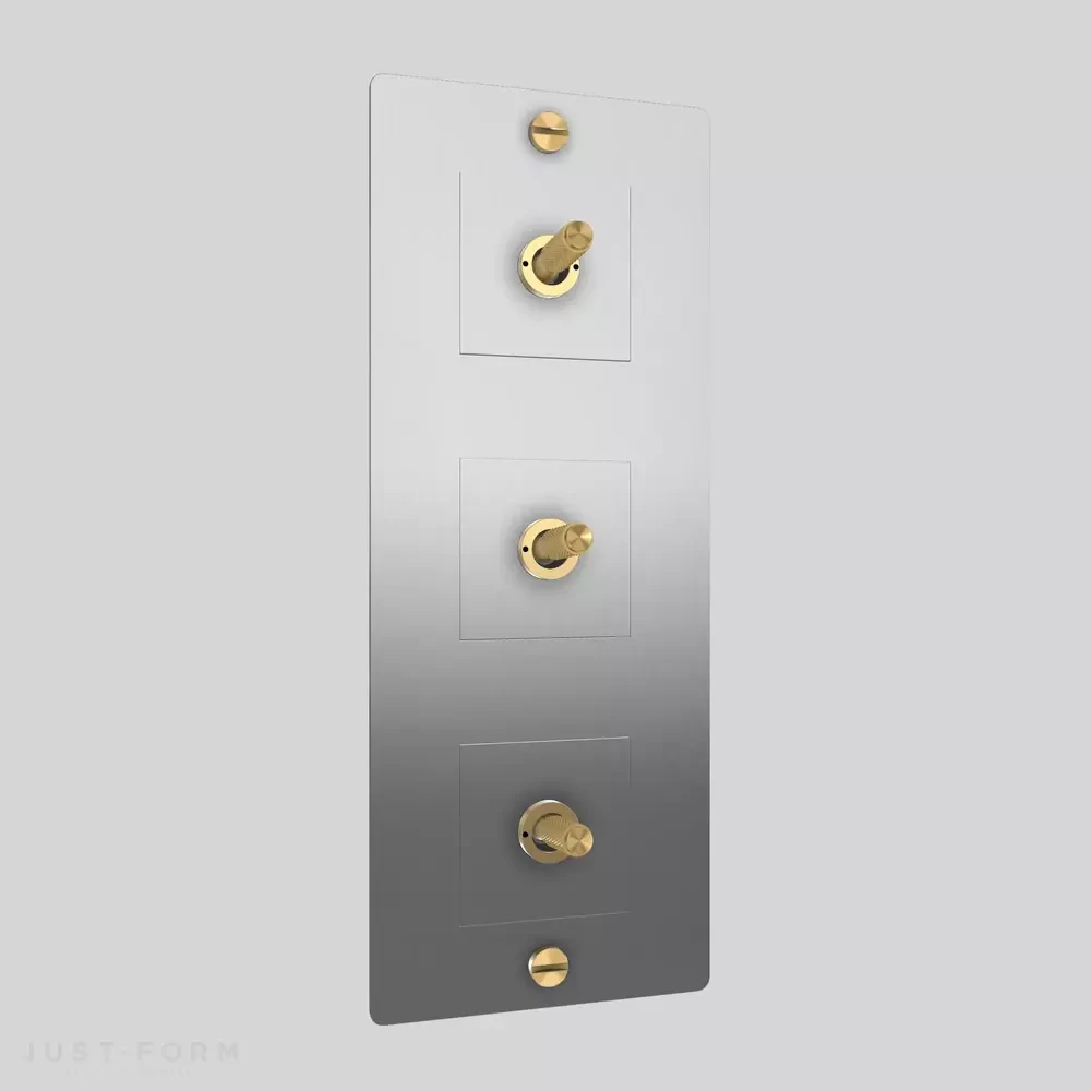 Трехтумблерный выключатель 3G Toggle / Vertical / Cross / Steel фабрика Buster + Punch фотография № 2