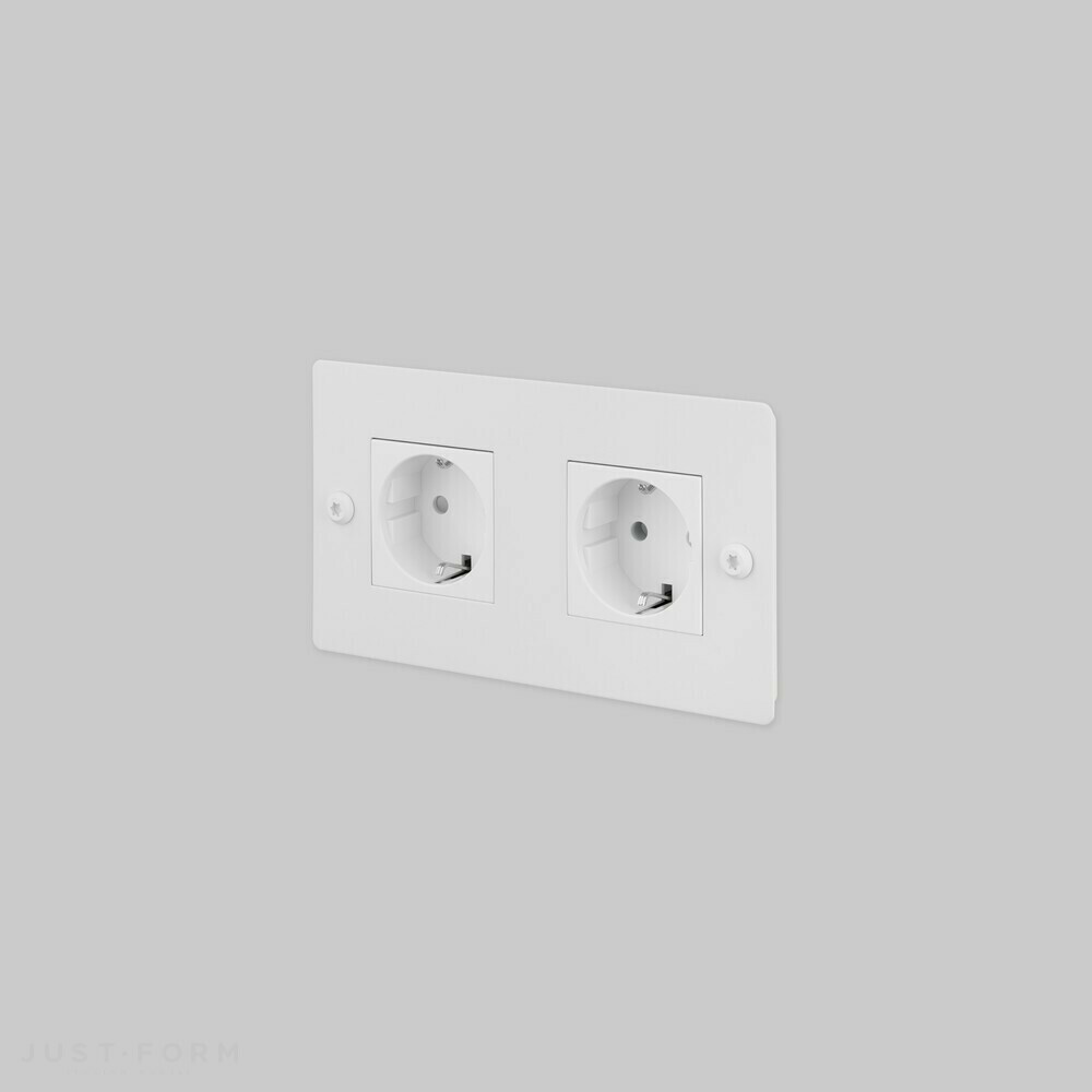Двойная розетка 2G Socket / SchukoType F / Linear / White фабрика Buster + Punch фотография № 1